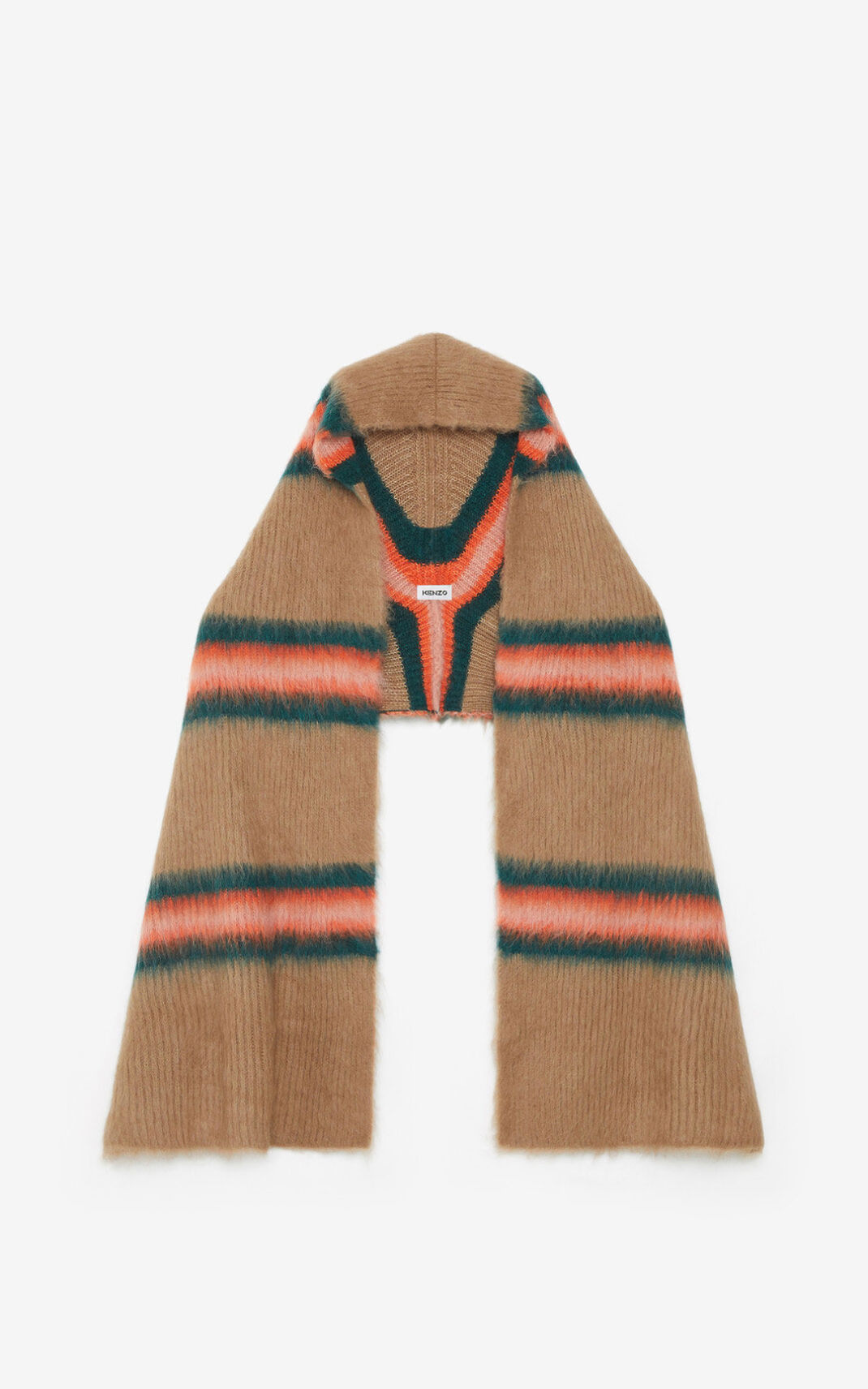 Bufanda Kenzo Striped alpaca wool Hombre Beige Oscuro VHI401629